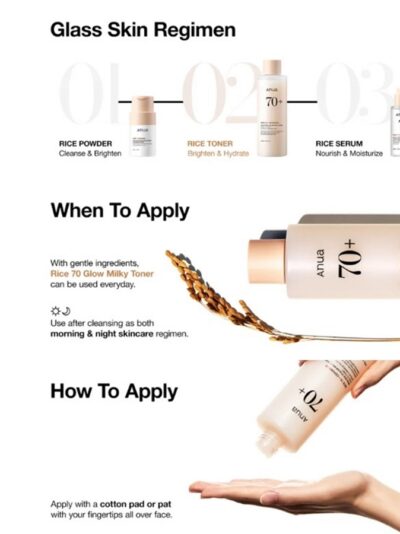 ANUA Rice 70 Glow Milky Toner 250ml - Image 4